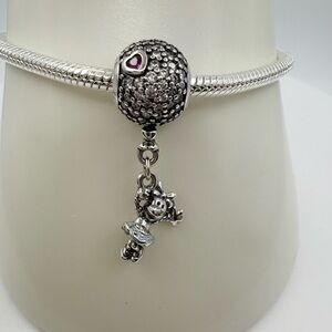 Pandora Silver Dangle Minnie Charm with Pink Heart Accent
